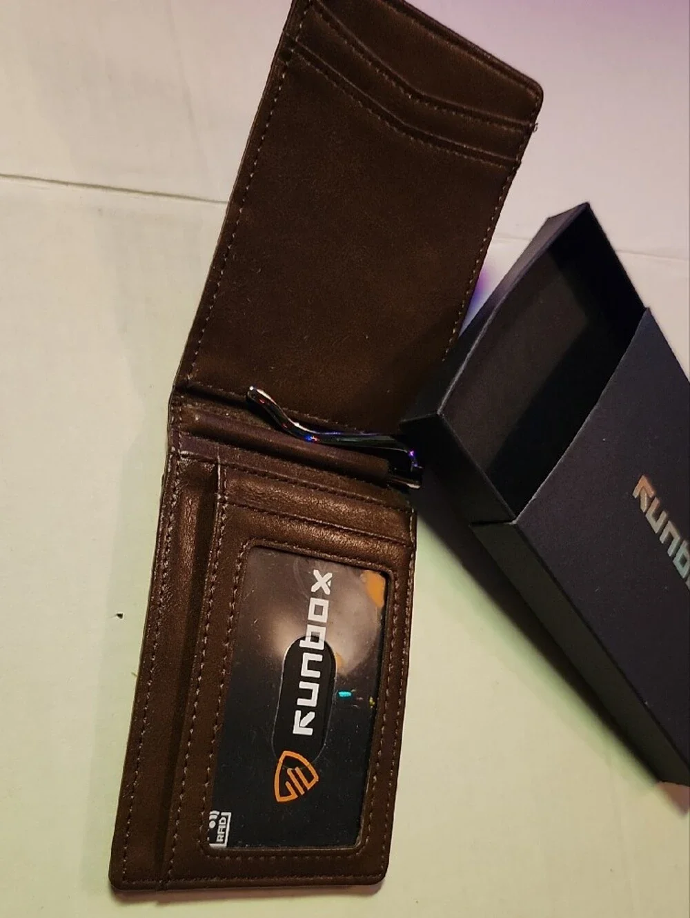 Men's Brown Leather Card & Money Clip